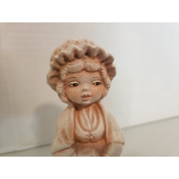 Vintage 70's Ceramic Girl Set Of 2 Dress Clothes Large Hats Umbrella Statues MCM - Picture 12 of 16